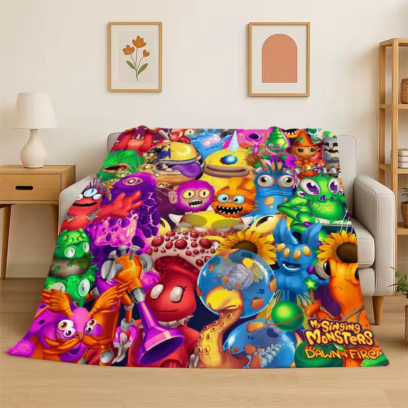 Музыкальная игра My Singing Monsters Мультяшное фланелевое одеяло Мягкое плед для спальни гостиной кровати путешествий кемпинга пикника
