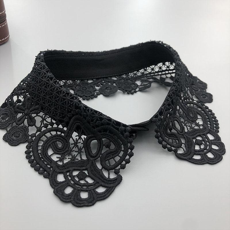 Lace Fake Collar Tie Women White Hollow Detachable Collar Lapel Shirt Blouse Top False Collar Woman Necklace Clothes Accessory