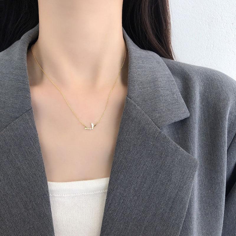 Ожерелье с двумя бабочками из циркония для женщин, простой и универсальный стиль, новая цепочка на ключицу, корейский выпуск