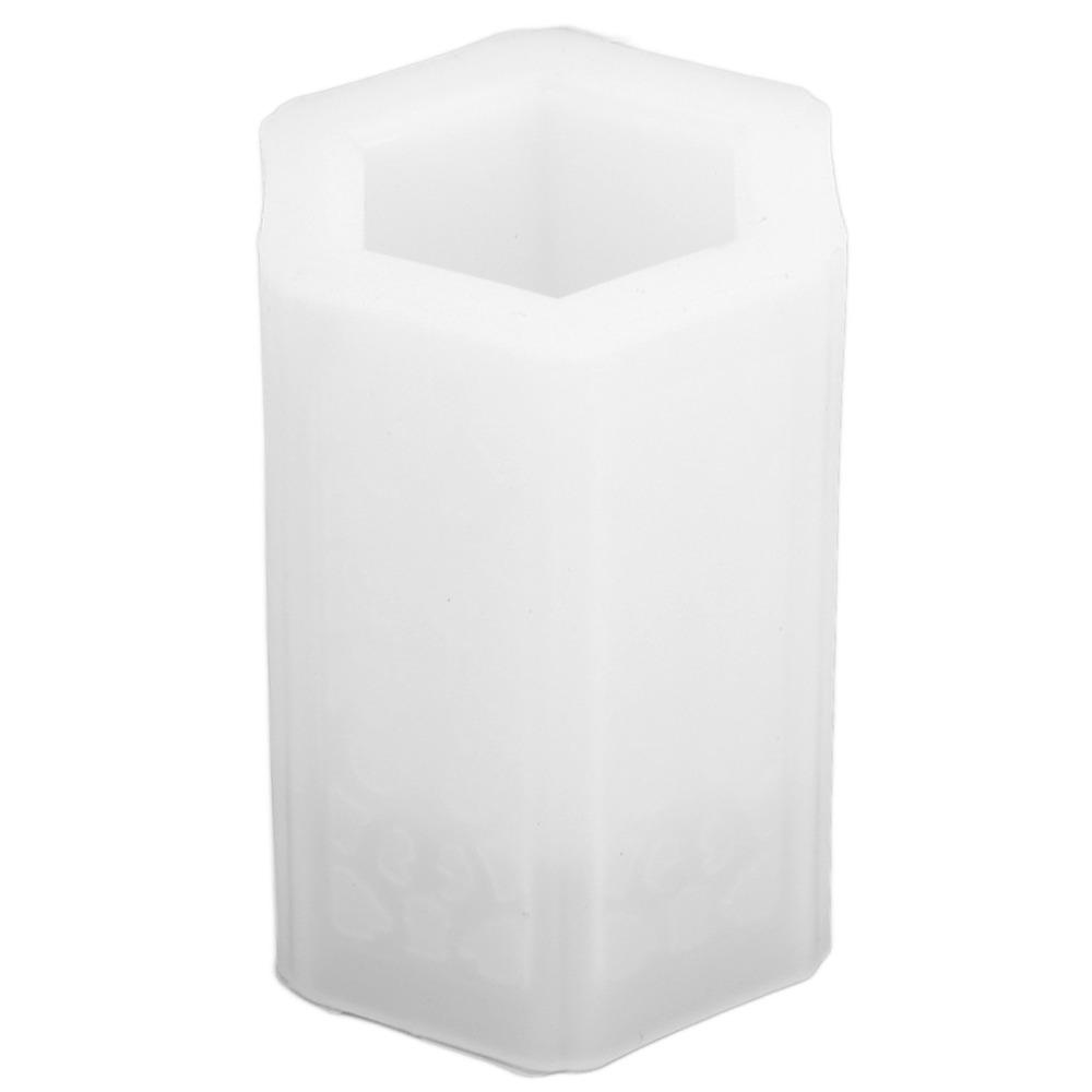 Clay Molds White Resin Mold Reusable Round Cylinder Pen Holder Mold Durable Hexagonal Pattern Mold Storage Box