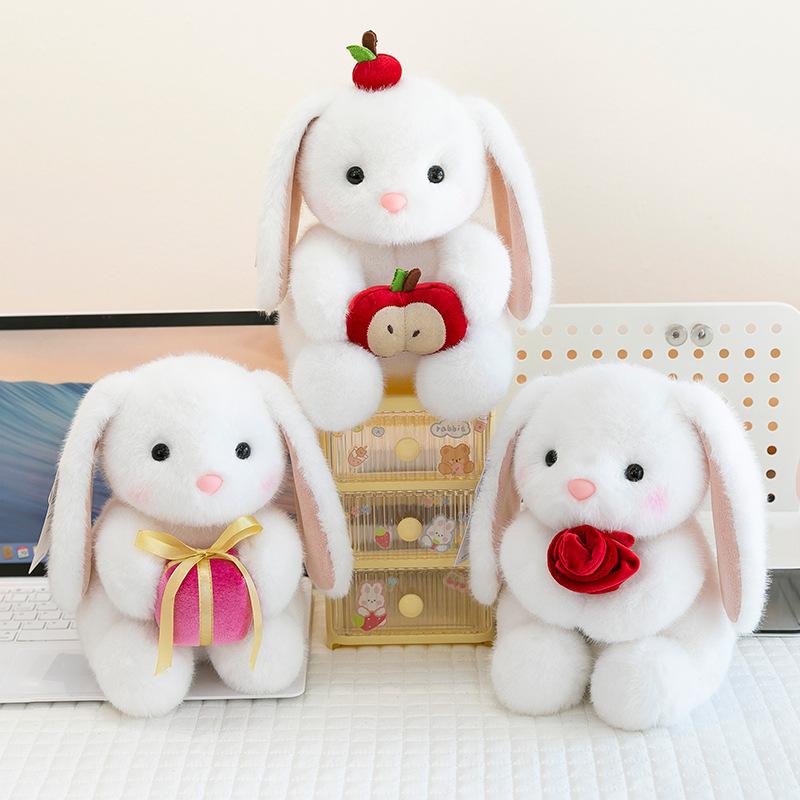Cute Rose Rabbit Doll Plush Toy Doll Cute Rabbit for Girls and Children Soothing Doll Gift
