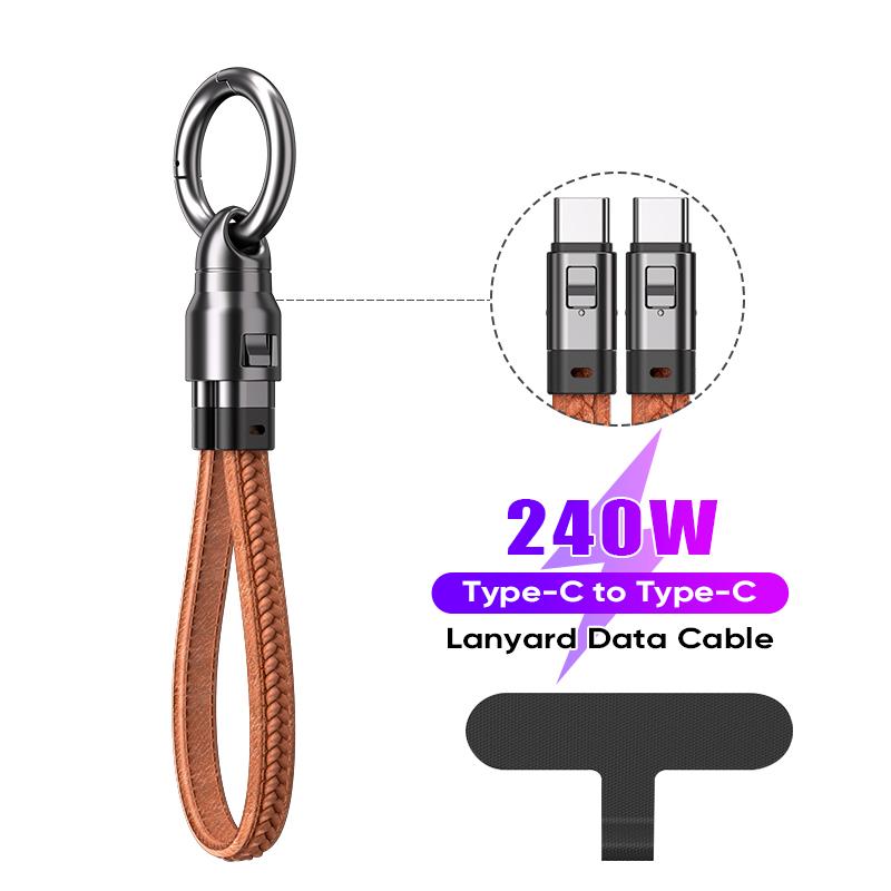240 Вт USB C на Type C Кабель для MacBook PD3.1 Быстрая зарядка 2-в-1 Портативный шнурок для телефона Кабель данных Для iPhone Samsung Xiaom S25