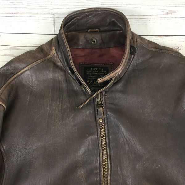 US NAVY Genuine Leather TYPE G-1 Flight Jacket Men's L Dark Brown Made in Korea Military Bomber(USED)
