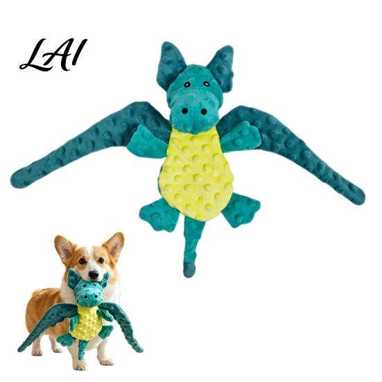 Tough Stuffed Pterosaur Toy for Fetch Plush Dog with Sound Durable Bubble Velvet Fabric Pet Cartoon Animal Toys Pets Toy Bite Resistant Interactive