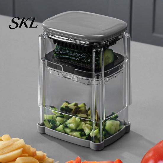 Vegetable Cutter for Potato French Fry Cutter, with Large-Capacity Visible Box, Stainless Steel Blades Multi-function Chopper Quick Press Cutting