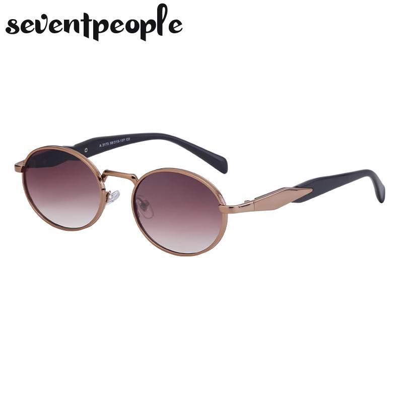 Vintage Metal Frame Round Sunglasses Women Luxruy Brand Designer Fashion Oval Sun Glasses For New In Retro Shades Eyewear