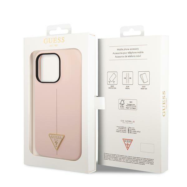 Etui do iPhone 14 Pro Guess Silicone Triangle Różowe