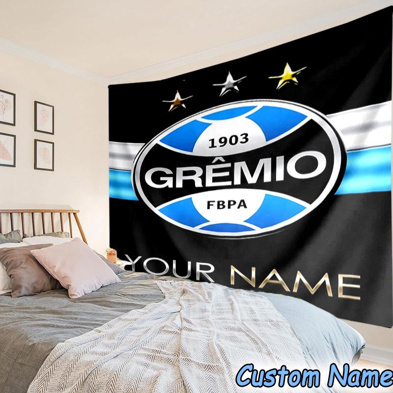 Custom Name Gremio Football Club Emblem Printed Tapestry, for Bedroom,Livingroom, dormitory, Large Wall Decor, Fabric Decor Fan Birthday Gifts