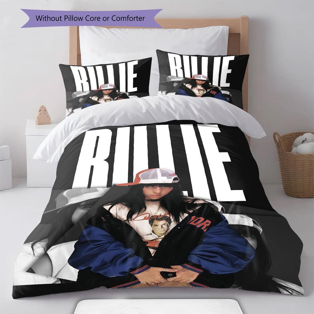 Billie Eilish Bedding Quilt Set Quilt Cover Pillowcase Home Decoration Birthday Gift (1 * duvet cover + 2 * pillowcase, without core)