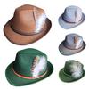 Men Fedora Retro Jazz Hat Feather And Rope Decor Curved Edge Solid Color Oktoberfest Party Festivals Holiday Bowler Cap