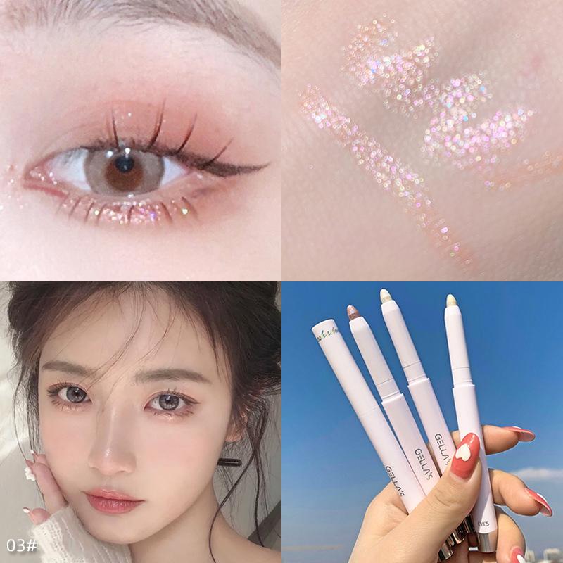 Алмазный карандаш шелкопряда, блестящие матовые тени для век, карандаш для макияжа, хайлайтер для лица, долговечный карандаш для подводки глаз белого розового золота