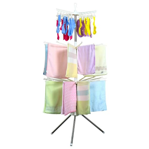 Hershii HRS Indoor Parasol Drying Rack with Clothes Drying Clothes Holder, 3 Tiers (3 Tiers (Clothes Holder/1 Towel Rack/2 Tiers))