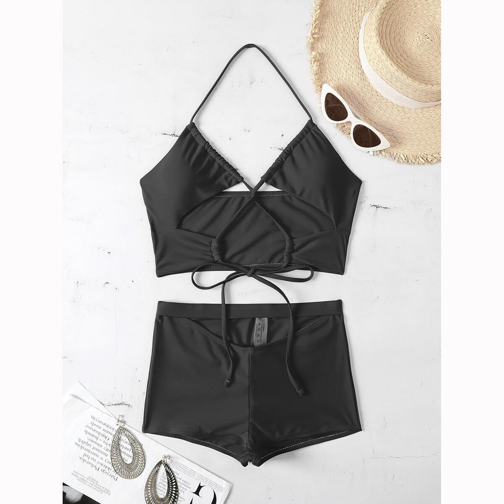 Сексуальные женские купальники, женские шорты, купальники, бикини с лямкой на шее, комплект бикини с пуш-ап, купальный костюм, пляжная одежда, купальные костюмы