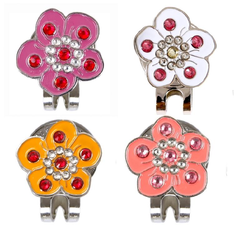 Стразы Цветочный узор Маркер для прицеливания гольф-мяча Магнитный зажим для шляпы Сменный маркер для гольф-мяча Зажим для кепки с магнитом