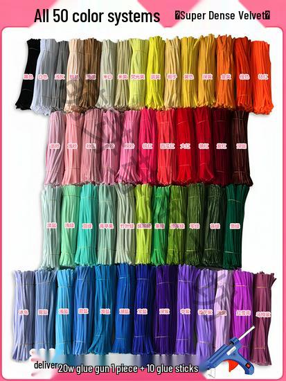 Thickened White Chenille Pipe Cleaners - Mixed Colors for DIY Bouquet Crafts