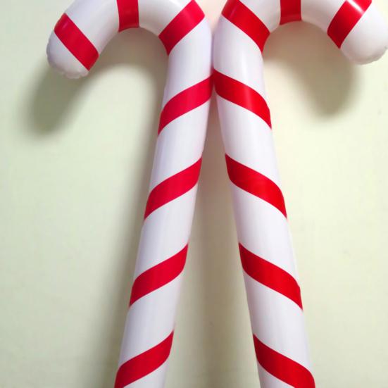 Рождественская палка с яркими полосками, украшение для вечеринки, надувная трость Санта-Клауса, принадлежности для сада