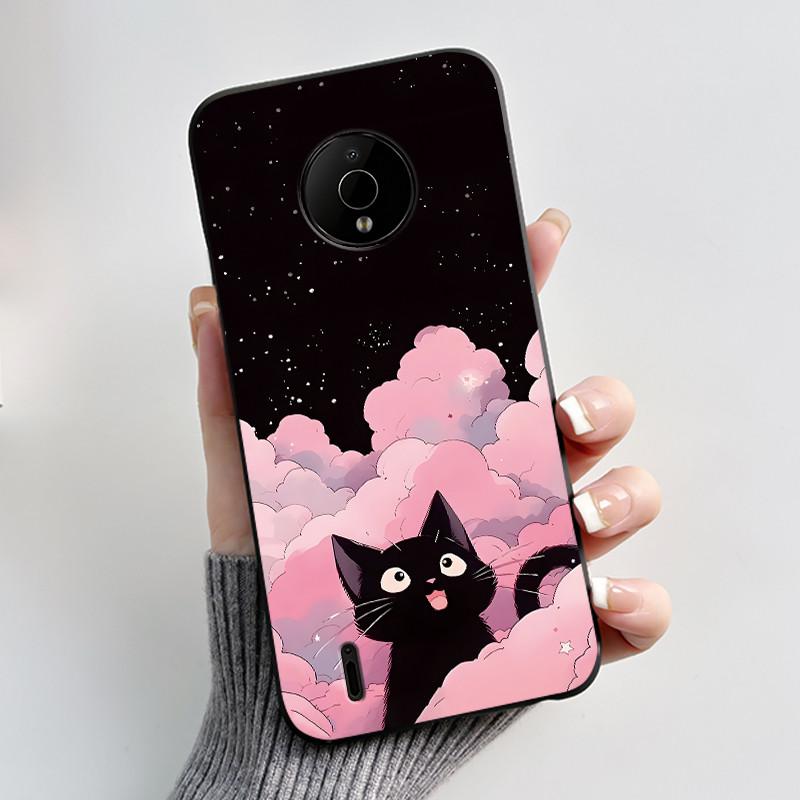 Для Nokia C200 C100 Чехол Милый Кролик с Сердечком Забавный Мультяшный Черный Мягкий Силиконовый Защитный Чехол Для NokiaC200 NokiaC100 Чехол для Телефона