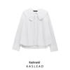 2025 Spring Women's European & American Style Fashion Poplin Round Collar Long Sleeve Shirt