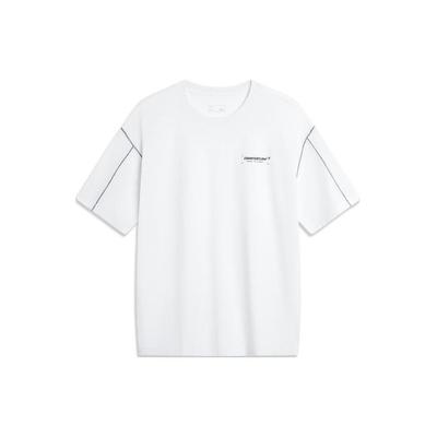 Футболка с коротким рукавом и круглым вырезом Li Ning CF Print Letter, мужские топы, белая ATSU609-2