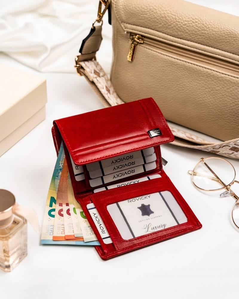 Women's wallet made of genuine leather with a snap closure - Rovicky