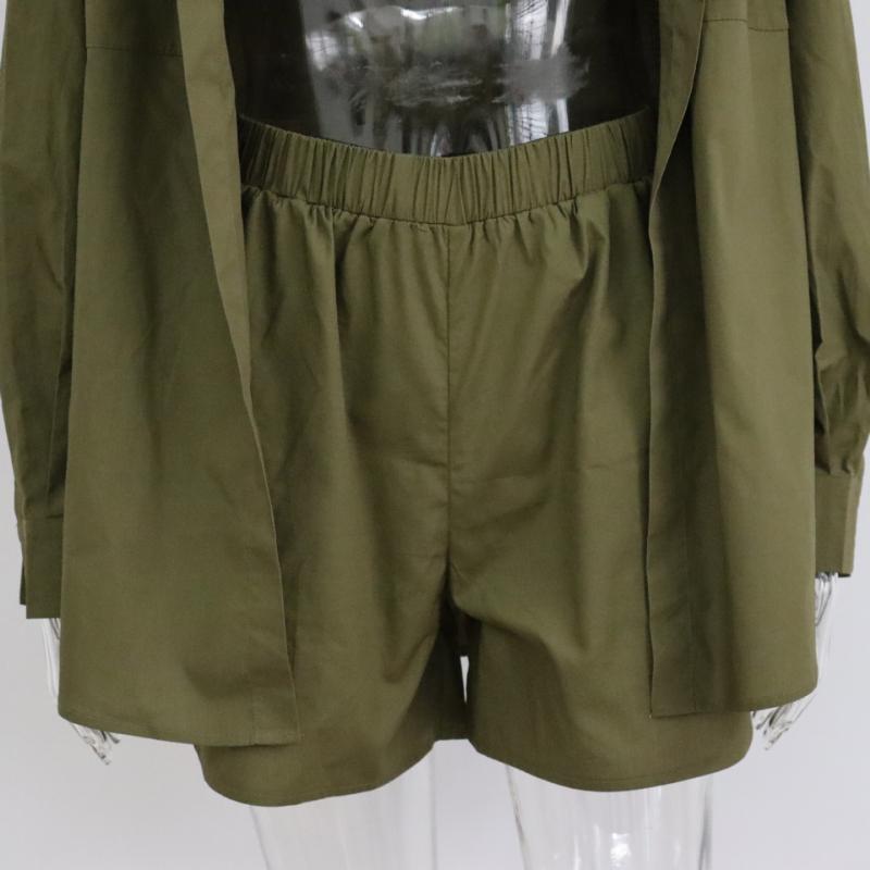 Рубашка с шортами, женский повседневный свободный кардиган с длинным рукавом, пижамный комплект из 3 предметов, осенний винтажный элегантный шикарный классический базовый пижамный комплект, домашняя одежда