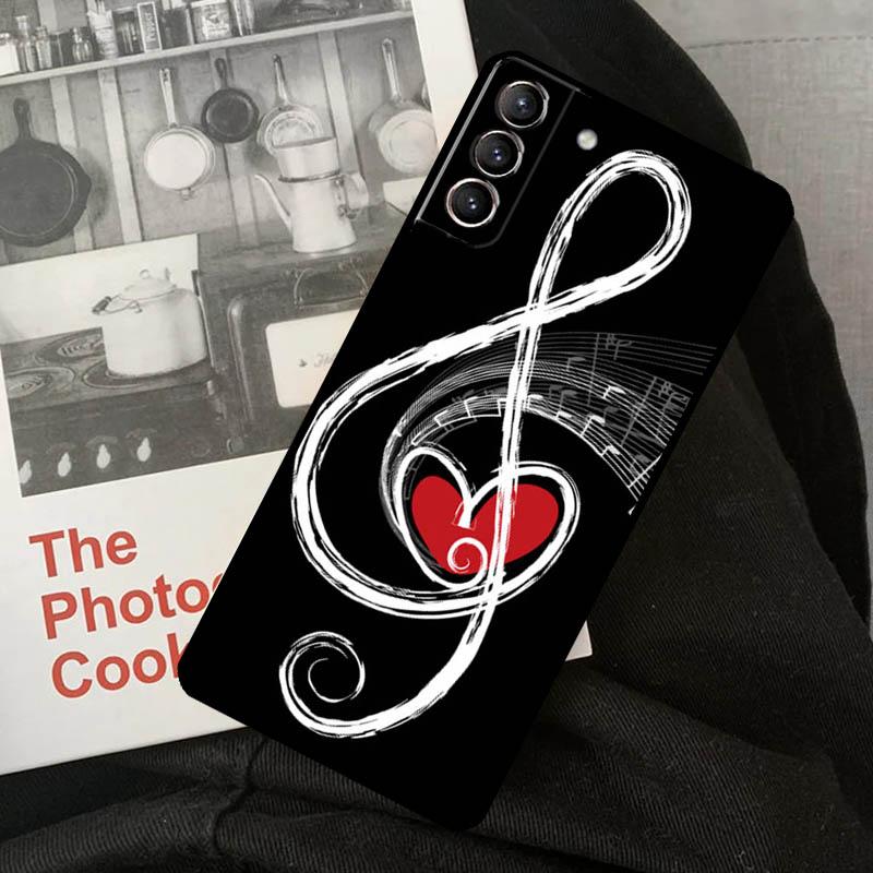 Music Note Symbol Piano Phone Case For Samsung Galaxy S22 S23 S24 Ultra S20 S21 S24 FE S9 S10 Plus Note 10 20 Ultra