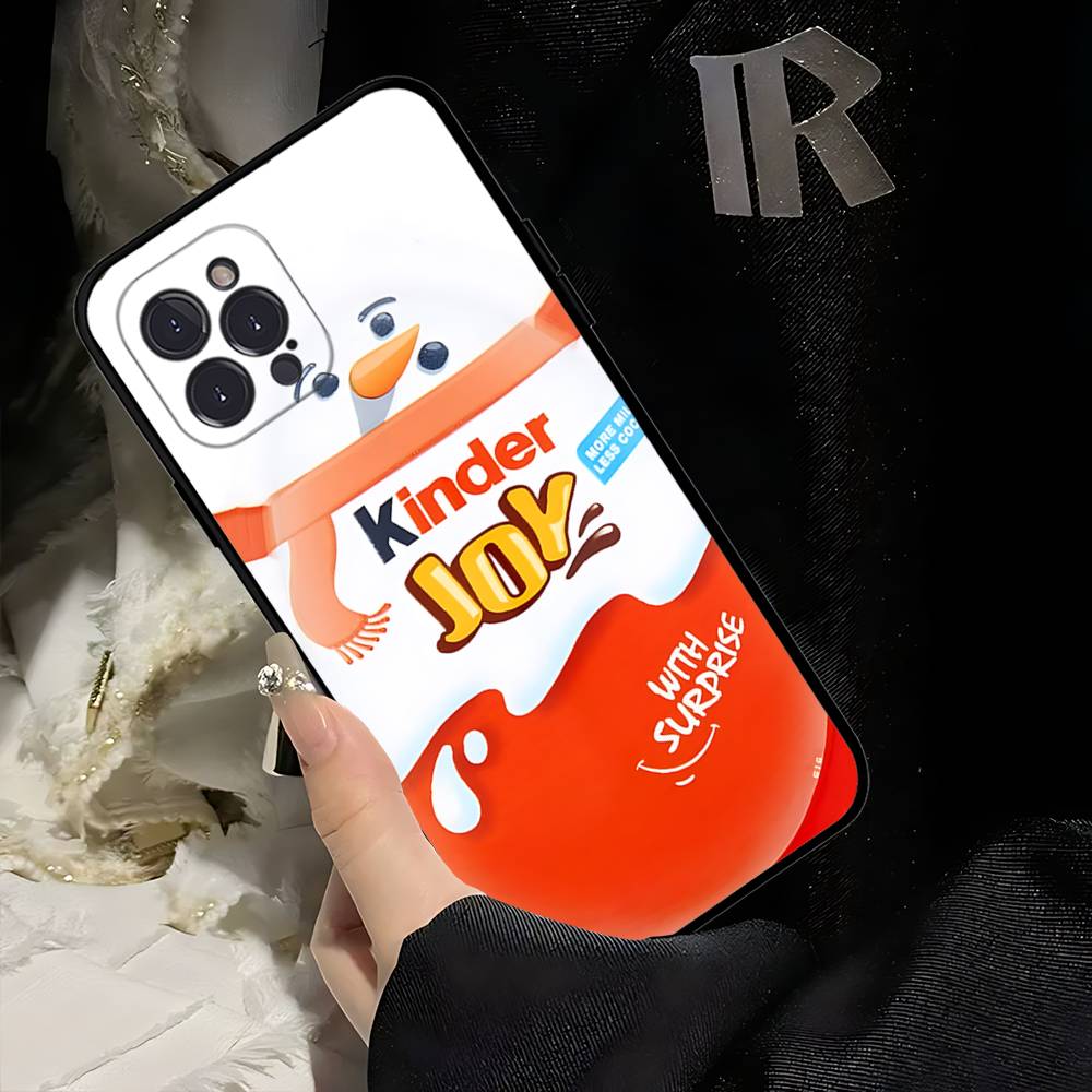 Милый Чехол для Телефона с Логотипом Яиц Киндер Сюрприз Для Iphone 17 16 15 14 13 12 11 Pro Max Plus Черный Чехол