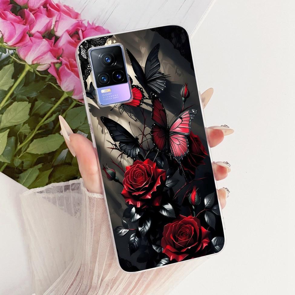 Clear For Vivo V21e 4G V2061 Cover For Vivo Y73 Case Cute Fashion Butterfly Funny Painted Casing V2146 V2212 V2168 V2059