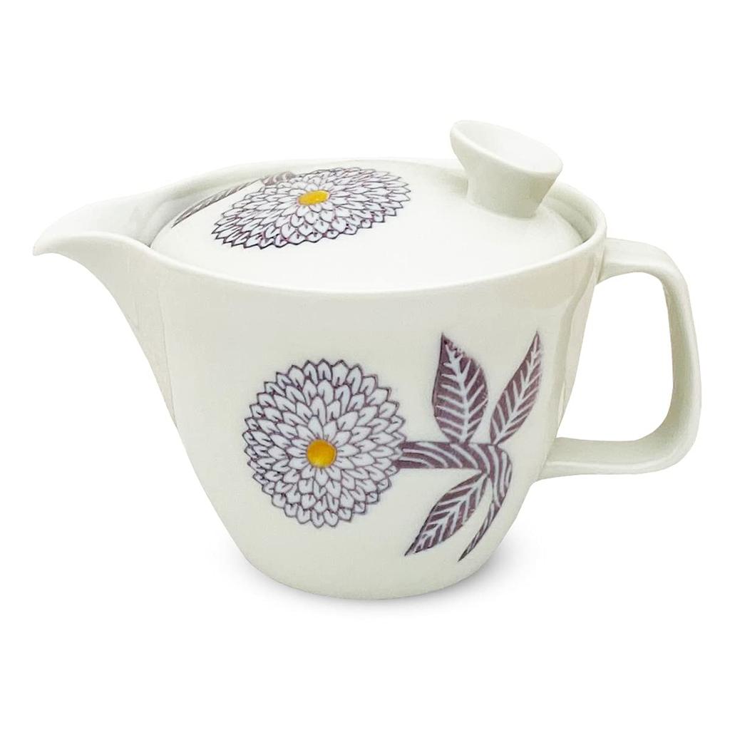 Made In Serves Includes Tea Dahlia Microwave and Dishwasher Safe J-kitchens Hasami-yaki Teapot, Japan, Large, 385ml, 2-3 People, Strainer, Purple,