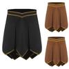 Mens Roman Gladiator Skirt Halloween Cosplay Shiny Trim Split Hem Adjustable Waist Faux Suede Armor Greek Warrior