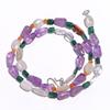 Natural Amethyst Moonstone Aventurine Gemstone Smooth Beads Necklace 17" UB-4409 UB-4409