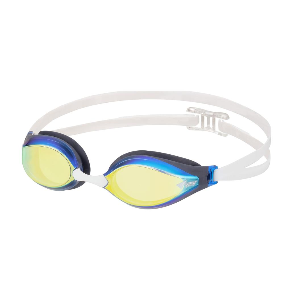 View V240SAM BLY Swimming Made in Stays in Place During Dive and Cushioned Racing For Ages WA Mirror Type with Goggles, Japan, Turns, Model, 10-Adult,