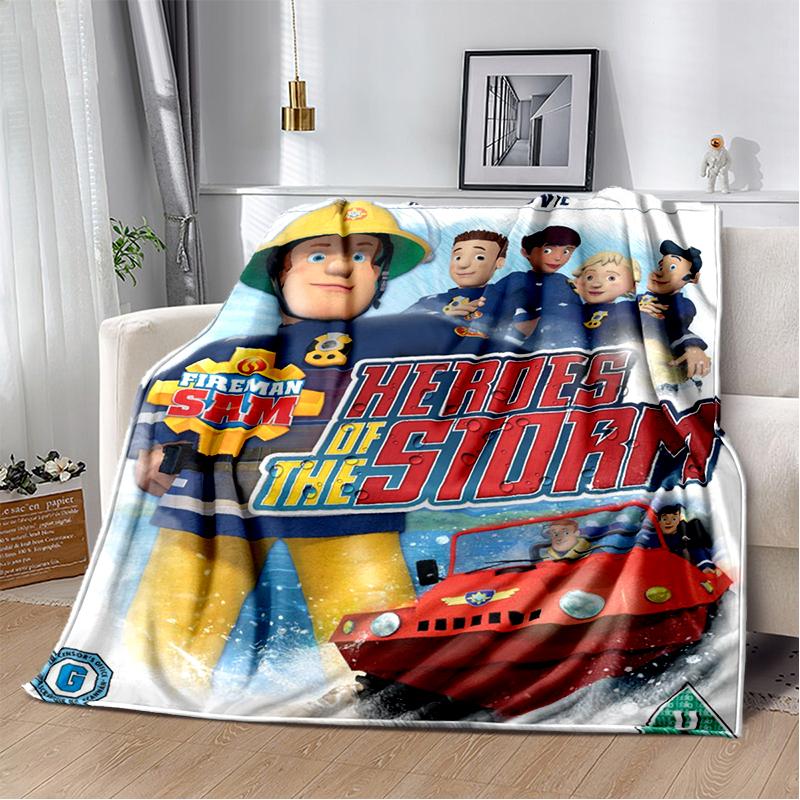 3D Classic Fireman Sam Child Cartoon Blanket,Soft Throw Blanket for Home Bedroom Bed Sofa Travel Picnic Cover Kids Gift