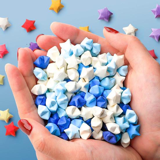 540Pcs/Set Origami Star Paper Solid Color DIY Paper Crafts School Teaching Handmade Colorful Lucky Star Paper Strip Decoration Kit Birthday Gift