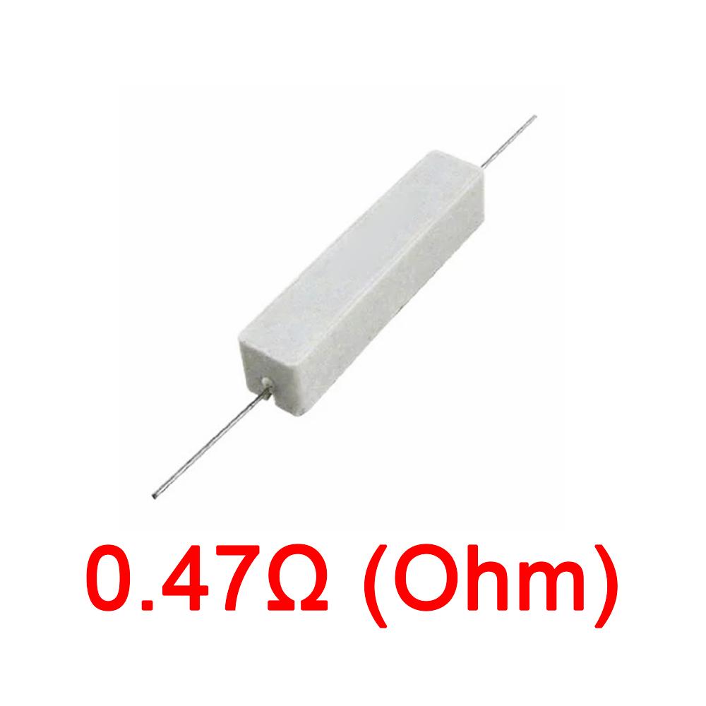 10PCS Wirewound Ceramic Cement Power Resistor Fixed Horizontal 20W Watt 0.1ohm - 100Kohm Vertical Axial Lead Resistance 5% 0.1/0.22/0.47/100/1K R Ohm