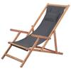 VidaXL Folding Beach Chair Fabric and Wood Frame Grey Camping Garden 43997