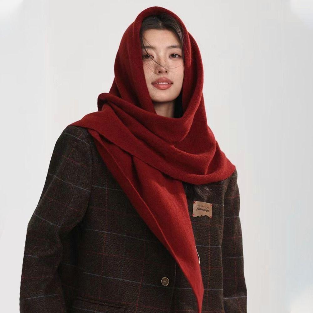 Solid Color Triangle Shawl Striped Cross Scarves Elegant Knitted Scarf Female