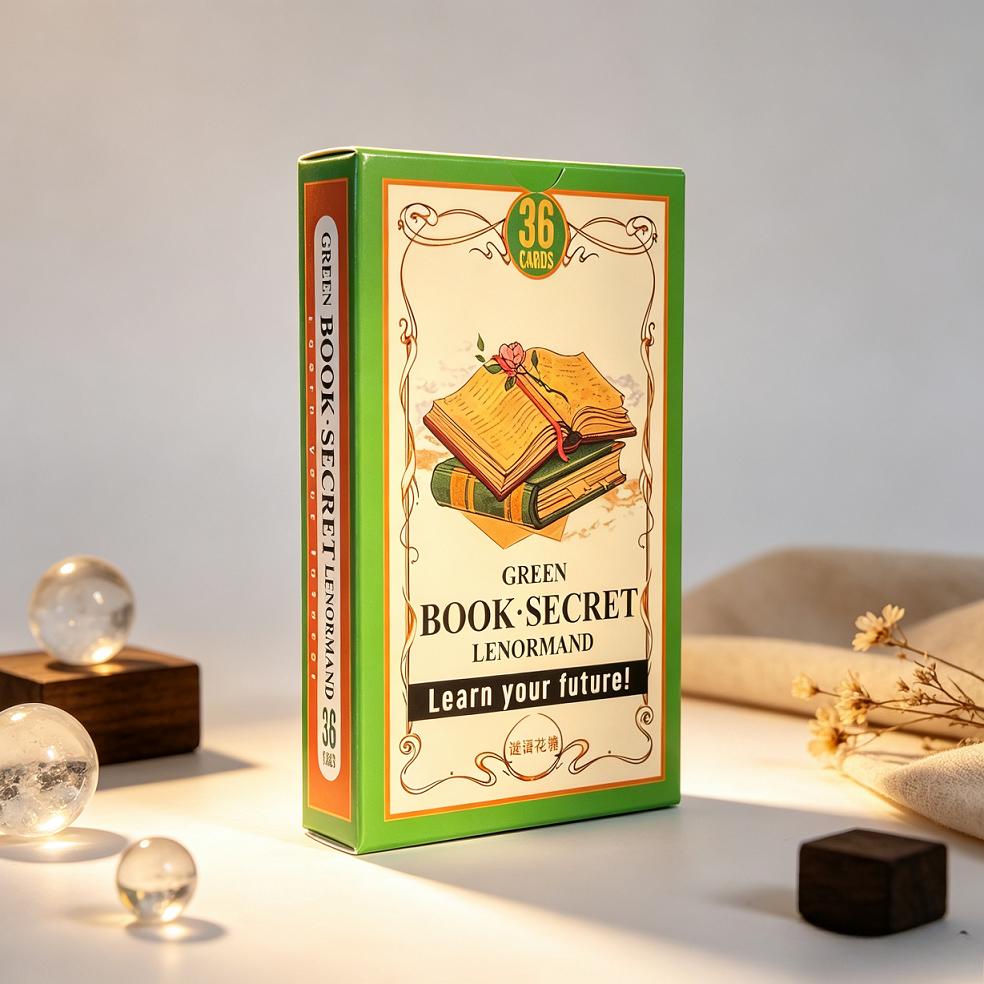 Оракул Ленорман «Зеленая Книга», 10,3*6 см, 36 винтажных акварельных карт Ленорман для гадания, ретро-садовое искусство
