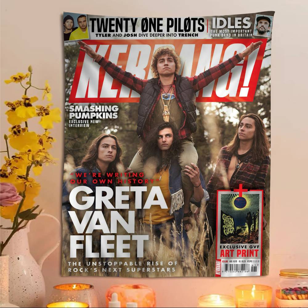 Greta Van Fleet Rock Band Cartoon Tapestry Art Science Fiction Room Home Decor Art Home Decor