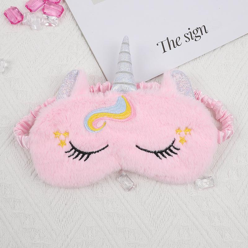 Unicorn Cartoon Plush Sleeping Eye Mask for Girls and Kids