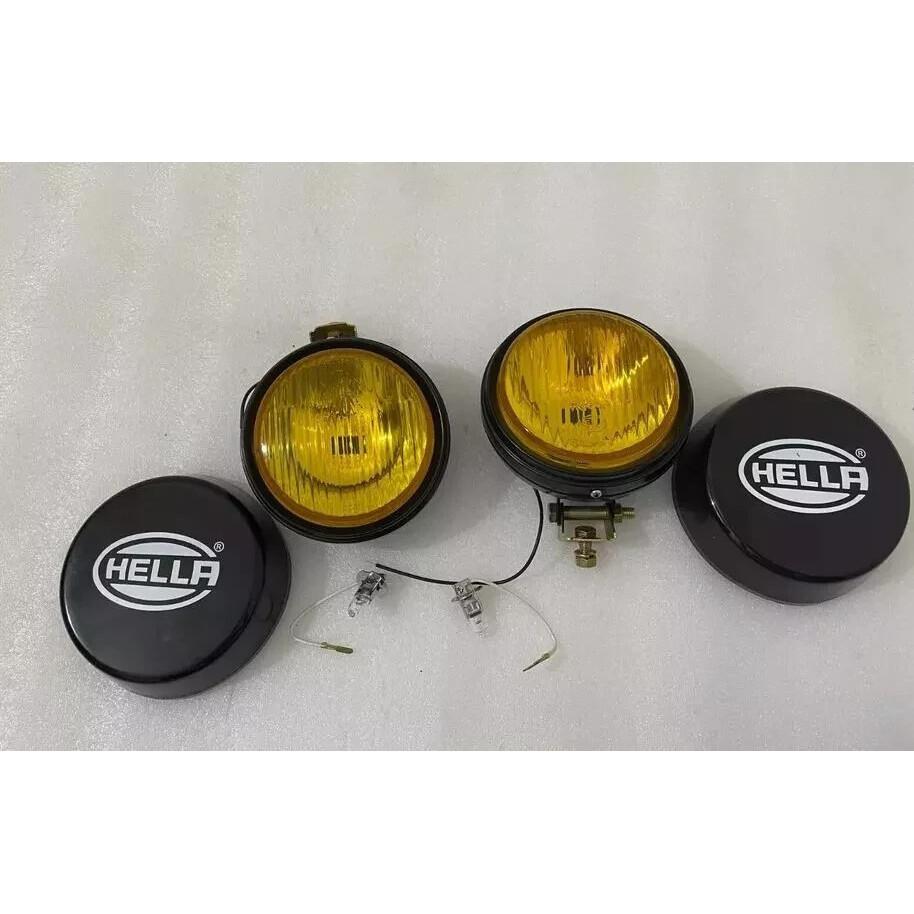 Пара желтых противотуманных фар Hella с крышкой и лампочкой H3 (галогенная) Универсальные