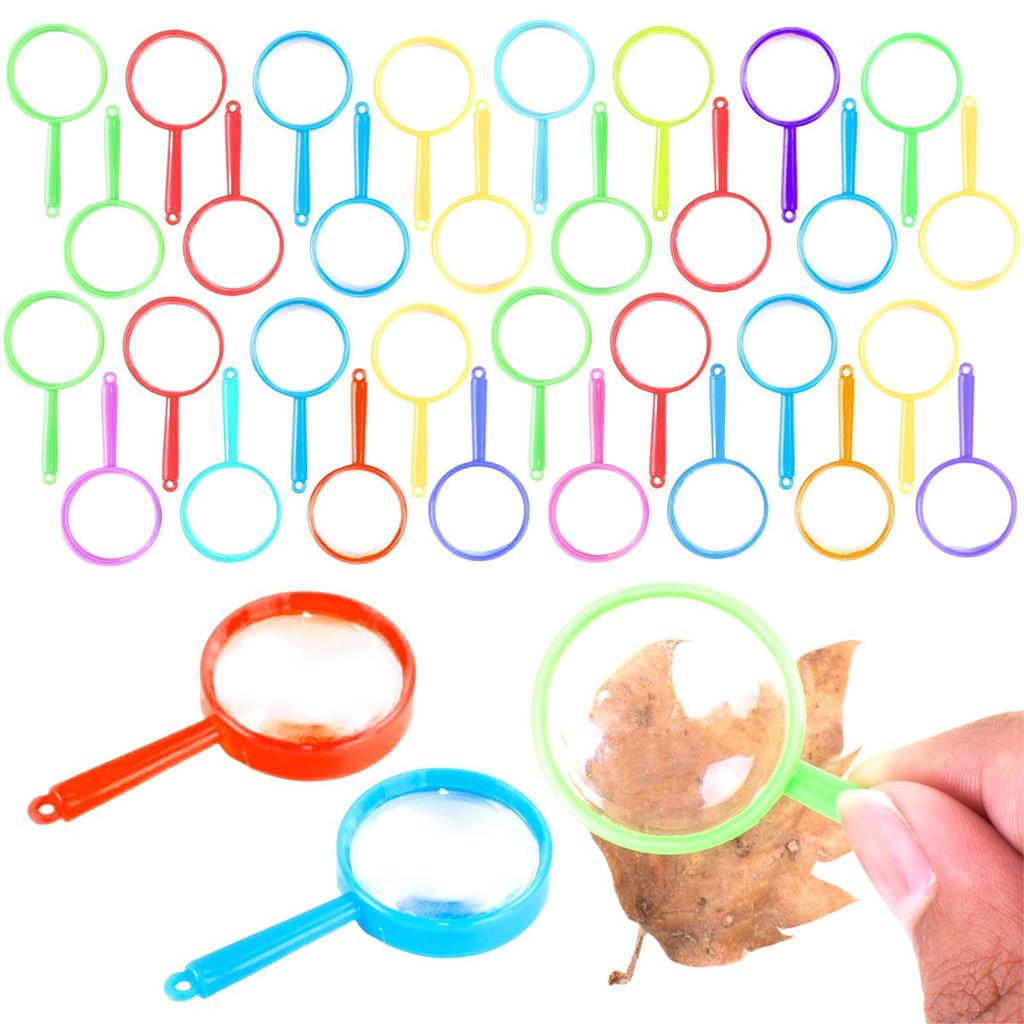 48pcs 2inch Plastic Handheld Magnifiers - Colorful Magnifying Glasses with Clear Lens for Outdoor Nature Exploration,  ZSY