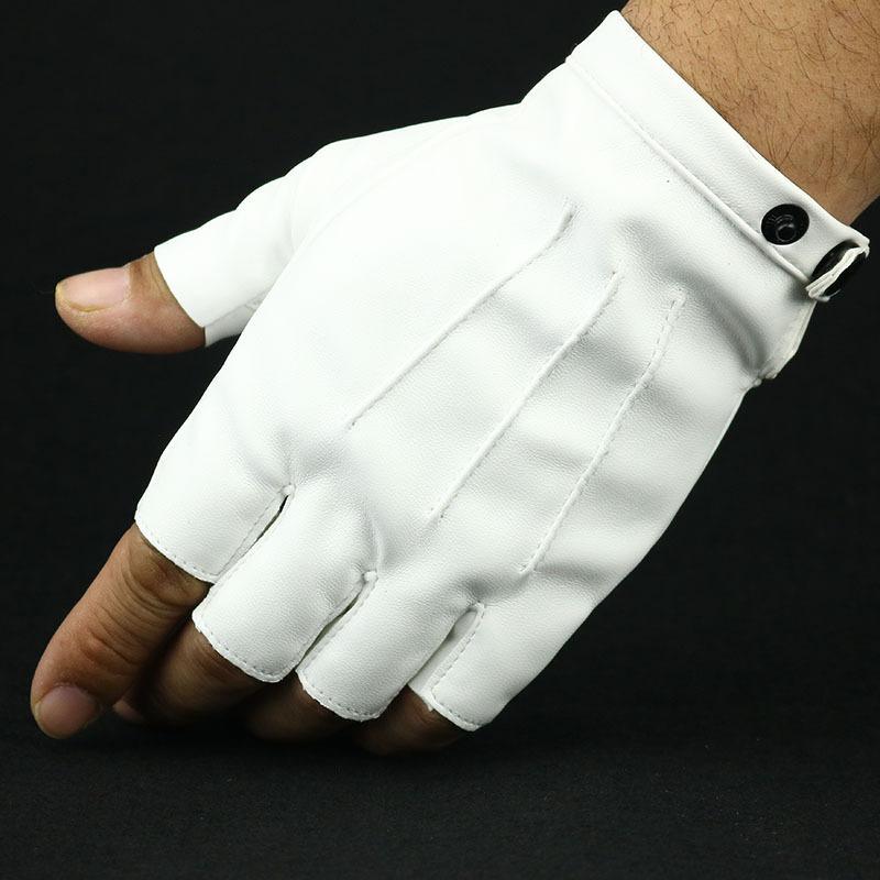 Женские черные перчатки без пальцев из искусственной кожи, однотонные женские теплые перчатки с половинным пальцем для вождения, мужские перчатки в стиле панк