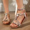 Модные сандалии Женские Лето 2025 Модные Удобные Плетеные Шлепанцы Пляжные Богемные Слайды Женские Балетки Сандалии Рим Обувь для Женщин