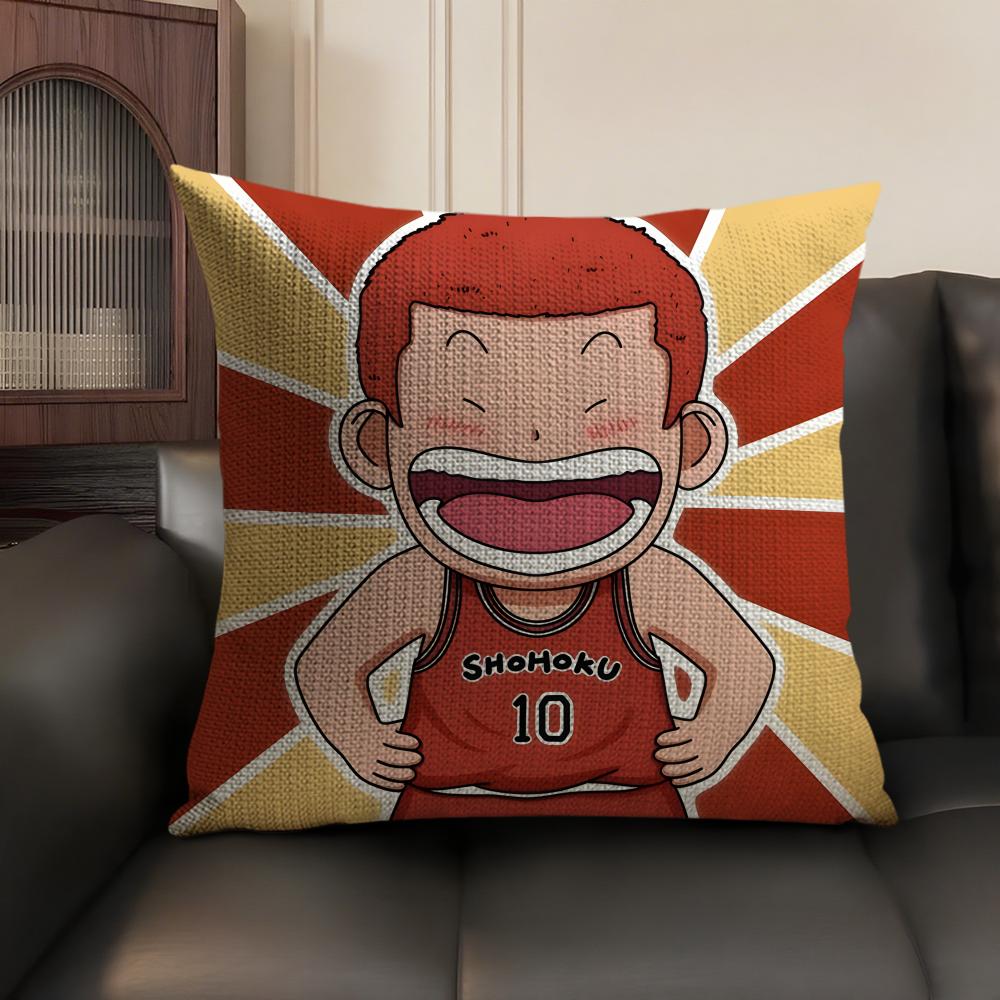 SSlam Dunk cartoon Cushion Cover Natural Linen Organic Fabric DoubleSided Printing Sofa Home Decor Gift Pillow Case