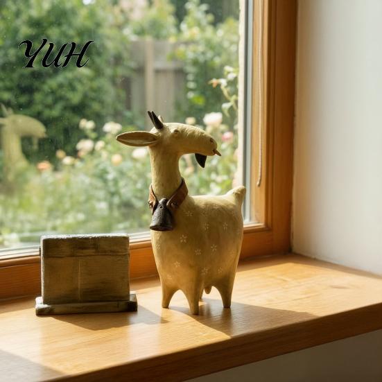 Декоративные статуэтки коз, Винтажные фигурки с колокольчиками на ошейнике, Рустикальные статуэтки животных для farmhouse, Настольные украшения в деревенском стиле, Декор для дома в деревенском стиле