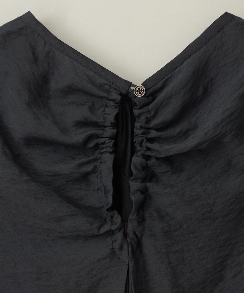 MAKE A TOAST Back Shirred Sleeveless Blouse Dark Gray Mbesto006Dg