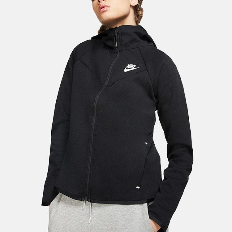 Nike Женская куртка из технического флиса с капюшоном и молнией во всю длину, черная BV3456-010