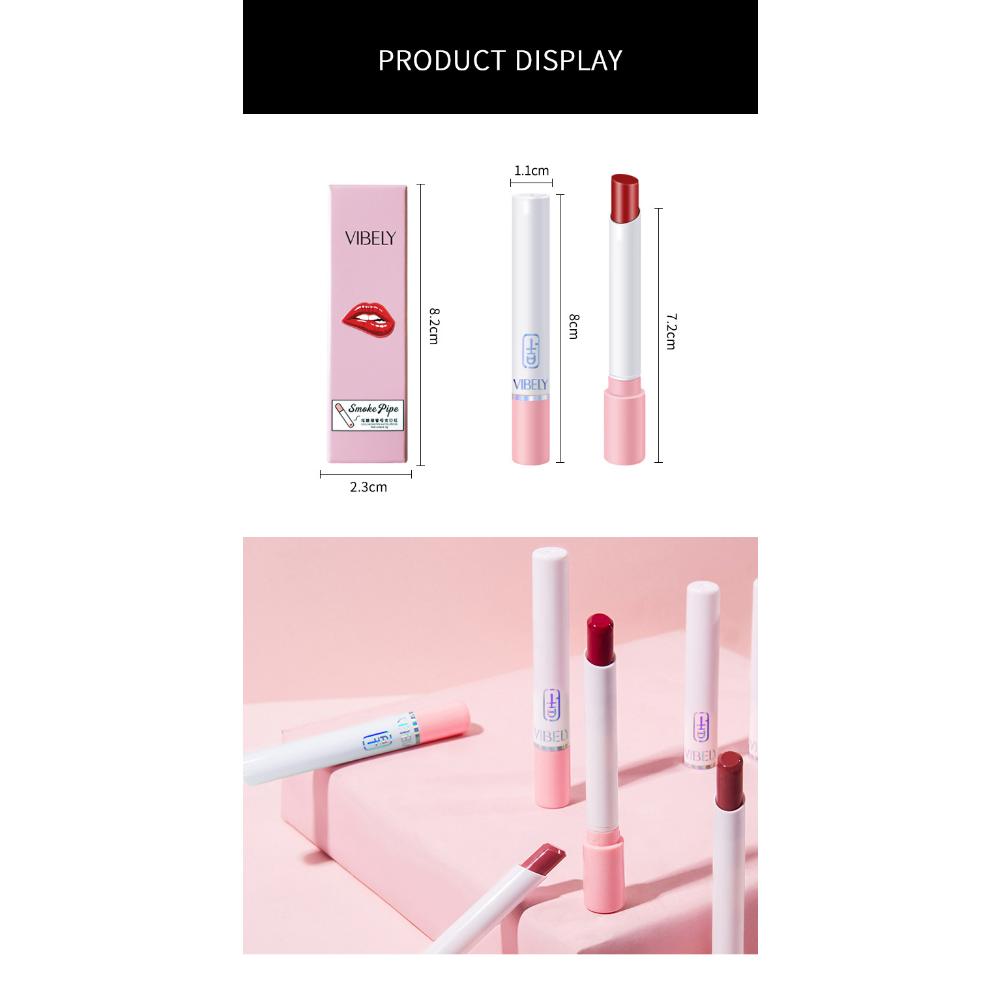 VIBELY Matte Non-Stick Lipstick Single Small Fine Lipstick Pink
