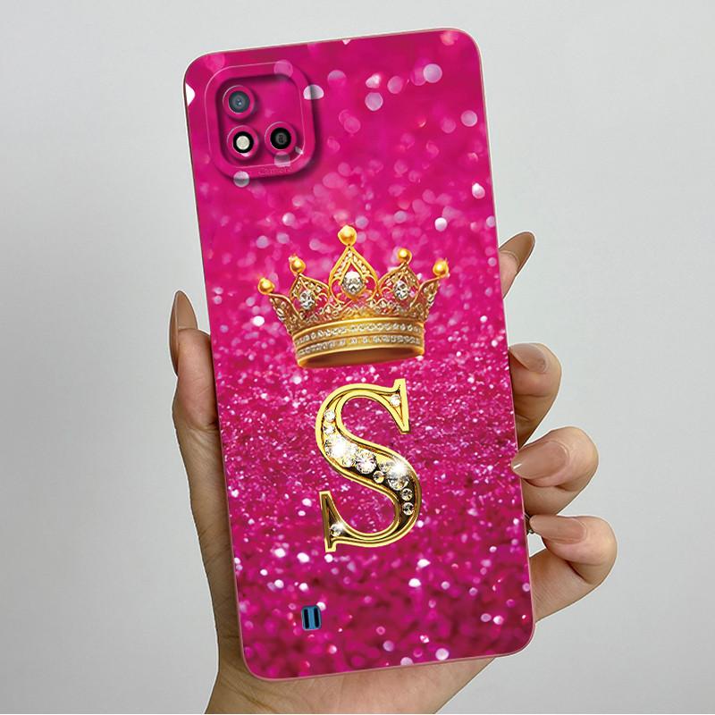 Для Realme C11 2021 RMX3231 C20 Чехол Корона Буква Жидкий Силикон Мягкие Чехлы для Телефона Для RealmeC20 C20A Полная Защита Задняя Крышка
